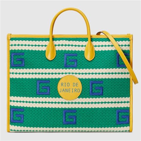 gucci rio de janeiro bag|GUCCI Rio De Janeiro striped tote bag .